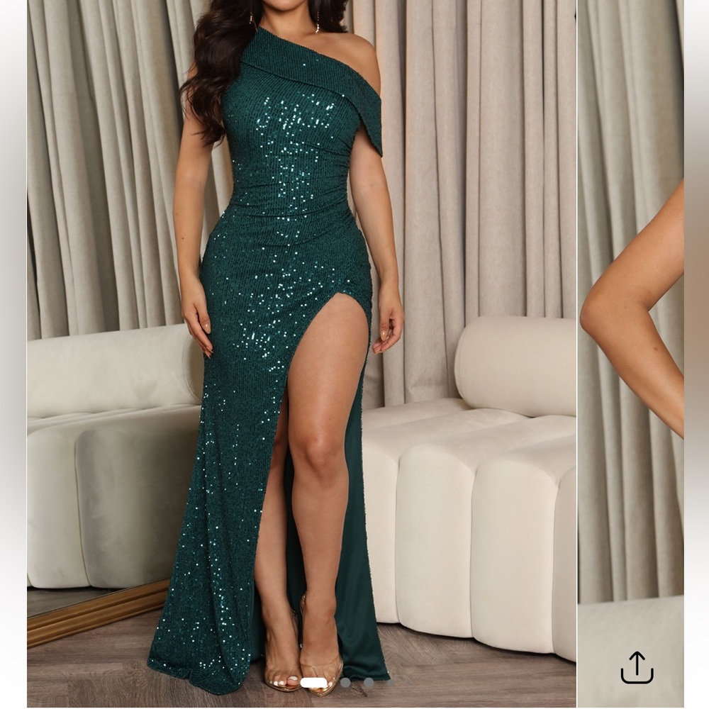 Almost Famous Emerald Sequin Maxi Dress
